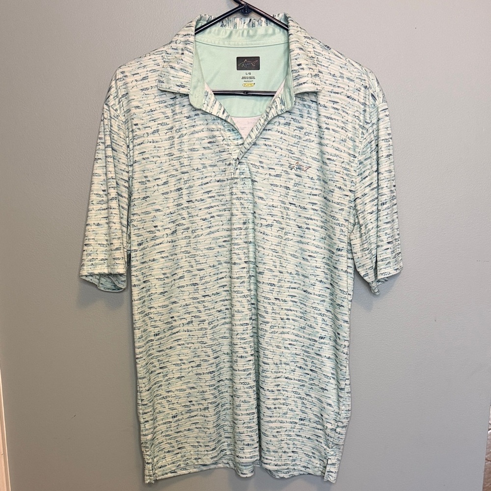 Greg Norman Men’ Light Mint Patterned Golf Polo